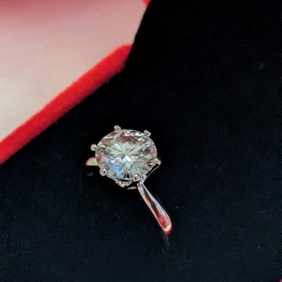 2CT MOISSANITE 18k White Gold-Plated over 925 Sterling Silver - Size 5, 6, 7, 8 - Picture 2 of 7